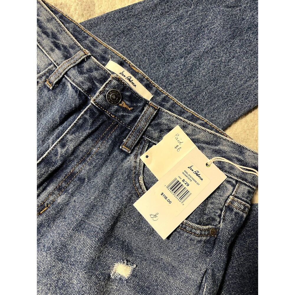 NWT Sam Edelman High Rise Straight Crop Jeans Size 8 /‎ 29 Distressed Denim